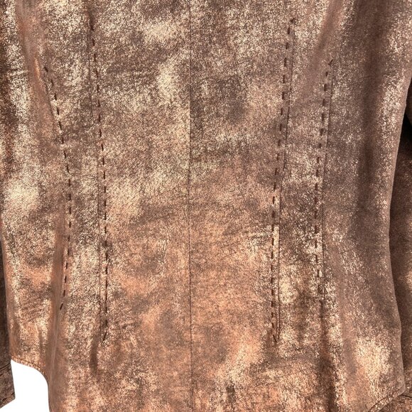 Roper Vintage Leather Jacket Brown Bronze Metallic Full Zip Size Small - Picture 12 of 16